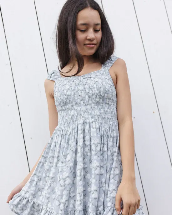 RYLEE &amp; CRU TEEN KALINA DRESS HYDRANGEA LIGHT-BLUE