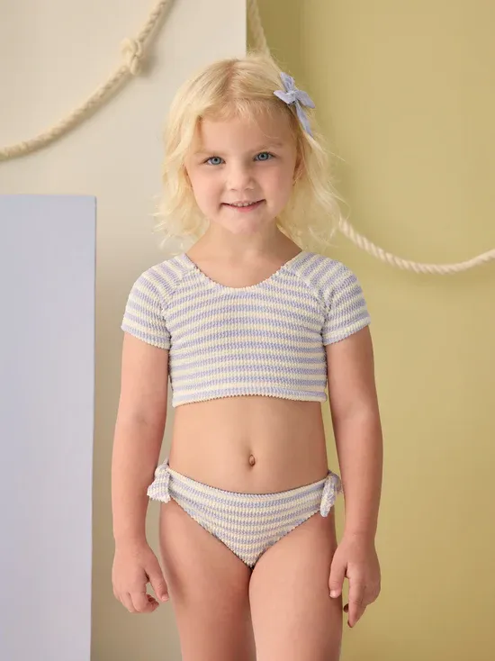 RYLEE &amp; CRU CROPPED RASHGUARD SET PERIWINKLE STRIPE