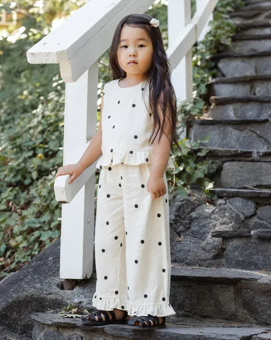 RYLEE &amp; CRU WIDE LEG PANT POLKA DOT NATURAL