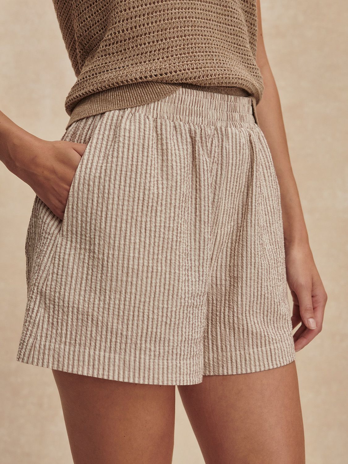 Varley Darina Short 4 Birch Taupe Stripe