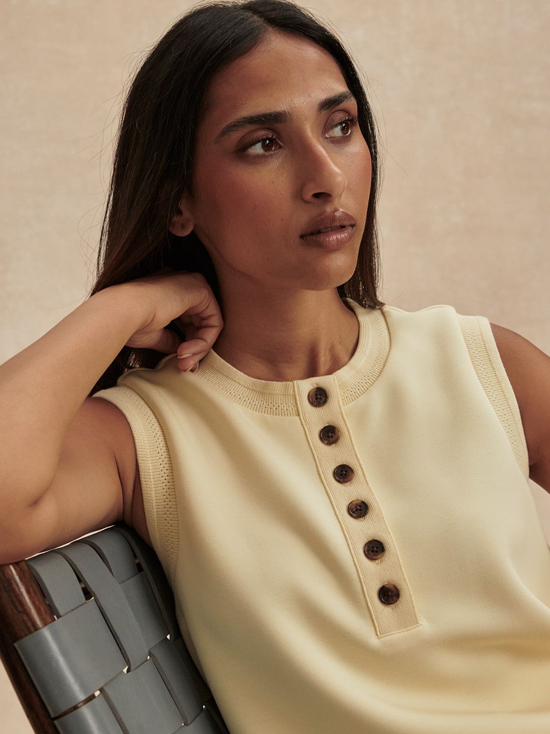 Varley Marla Button Placket Tank Anise Flower