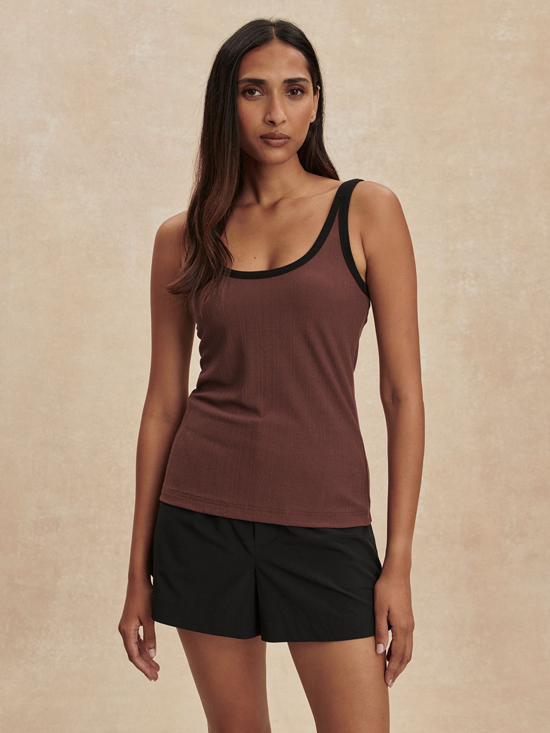 Varley Ayda Fitted Tank Brown Stone