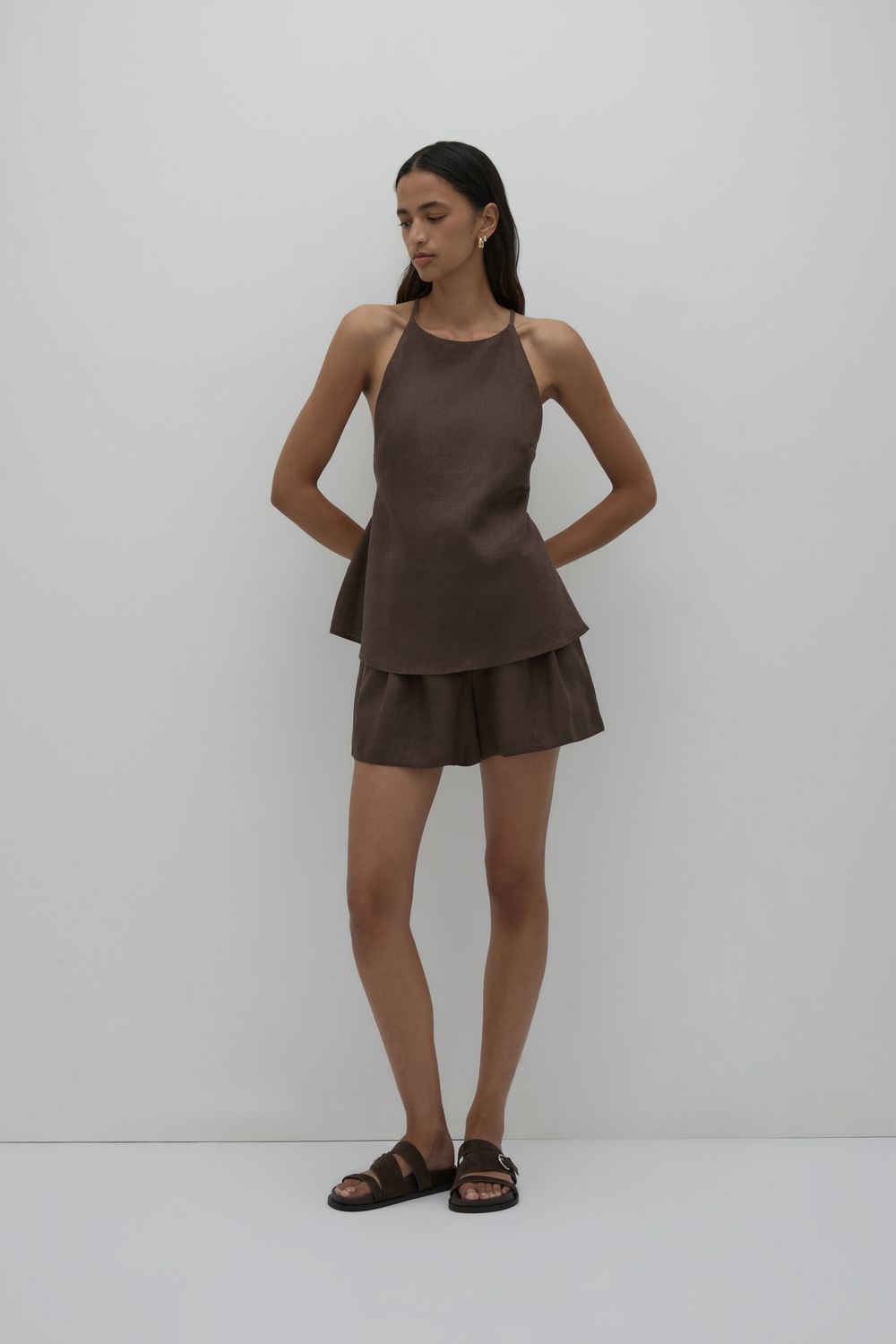 Nude Lucy Ziba Linen Top Walnut