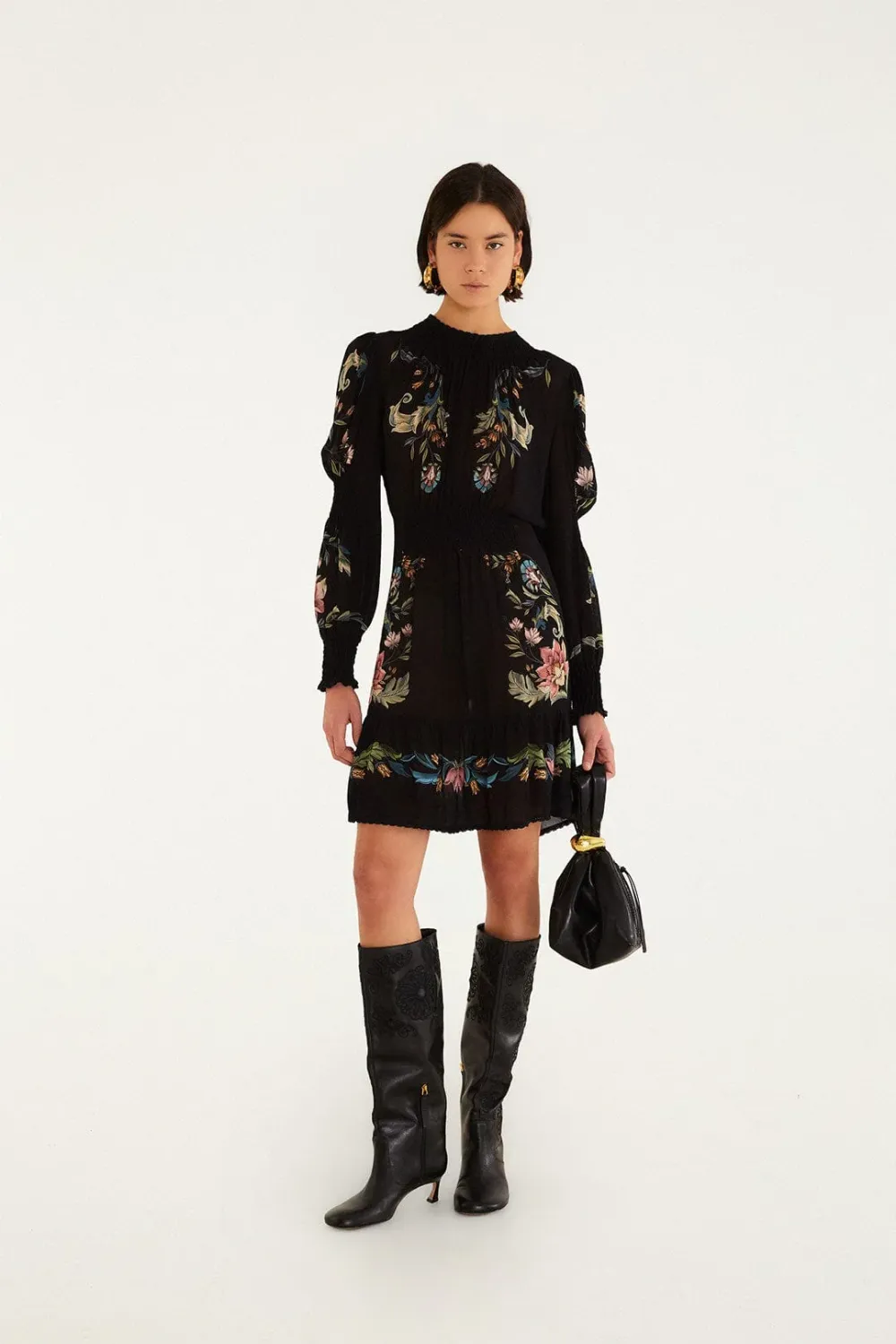 FARM RIO NATALIA BLACK MINI DRESS