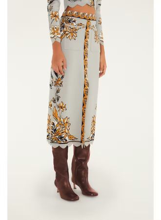FARM RIO STAINED GLASS BEAUTY GREY KNIT SKIRT