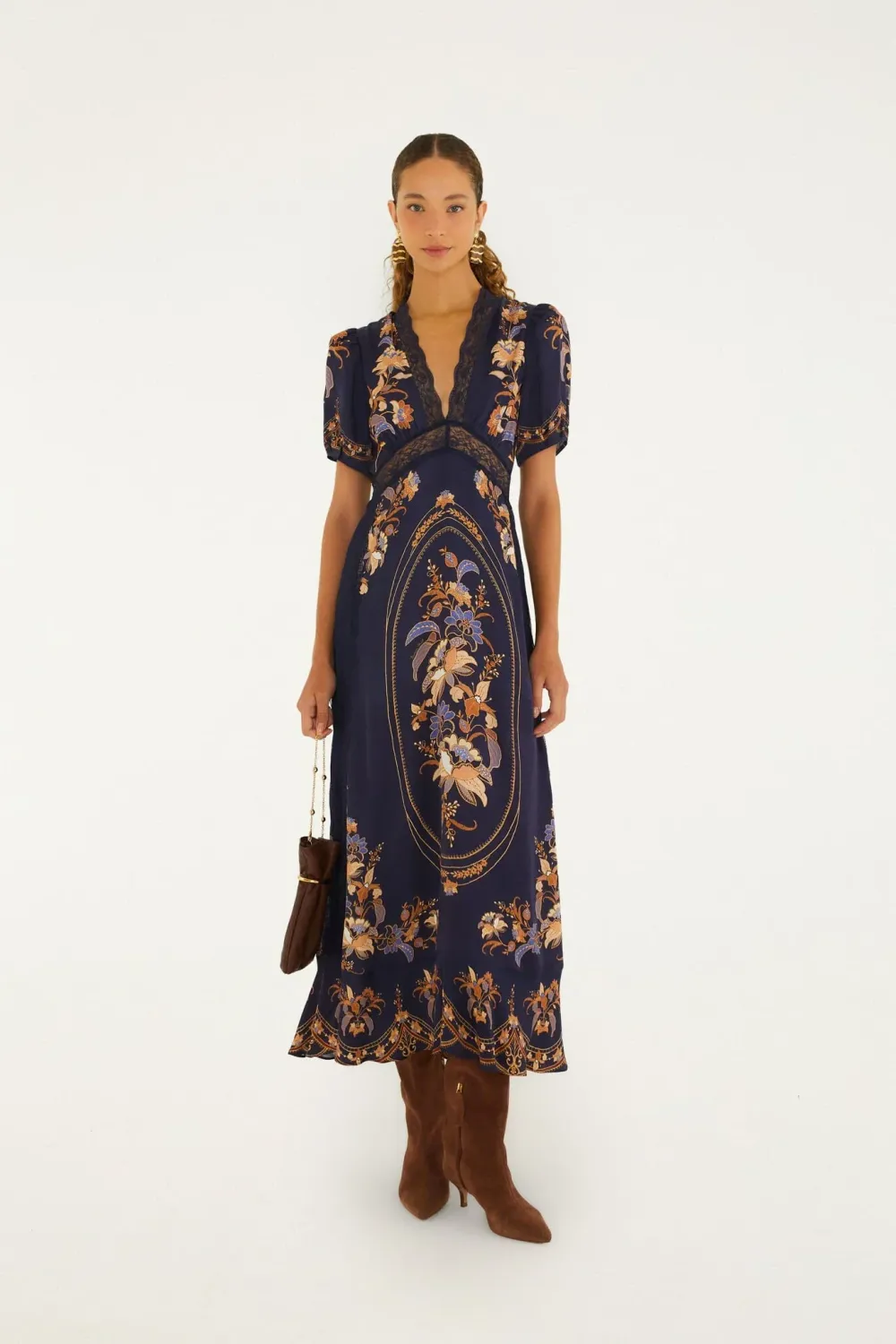 FARM RIO LARA NAVY BLUE MAXI DRESS