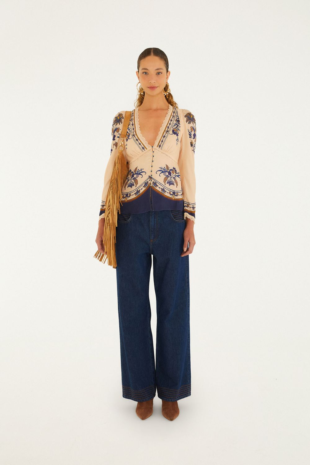 FARM RIO LIZ BEIGE BLOUSE