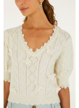 FARM RIO RICHILIEU 3D BUTERFLIES ARTISANAL KNIT TOP