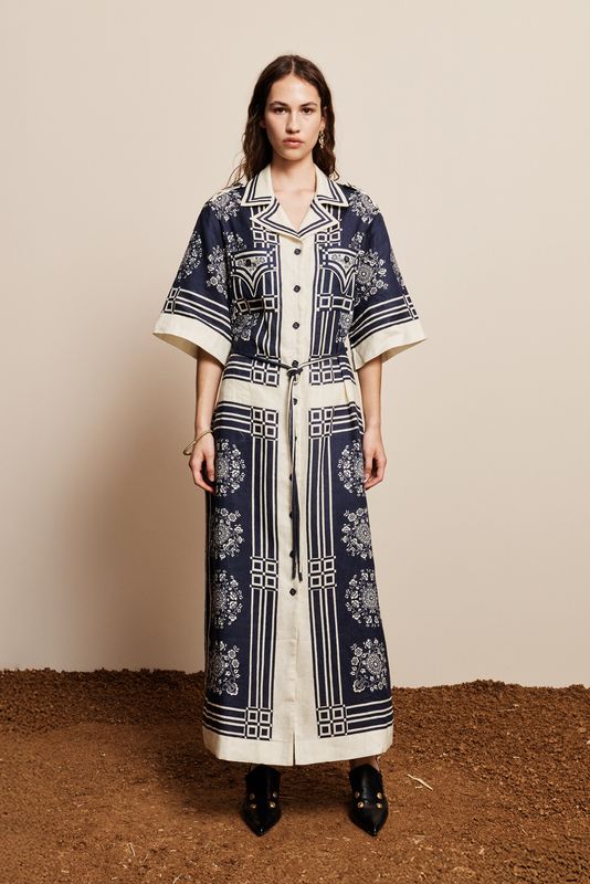 ALEMAIS BANDERRA LINEN SHIRTDRESS