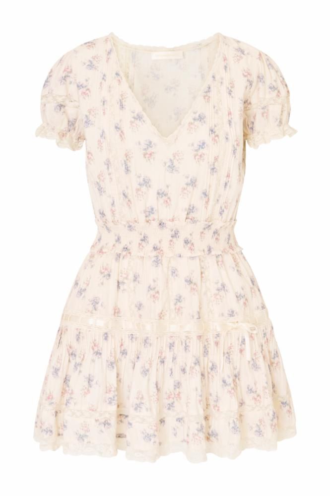 LOVE SHACK FANCY DEVELLA DRESS ANTIQUE VANILLA