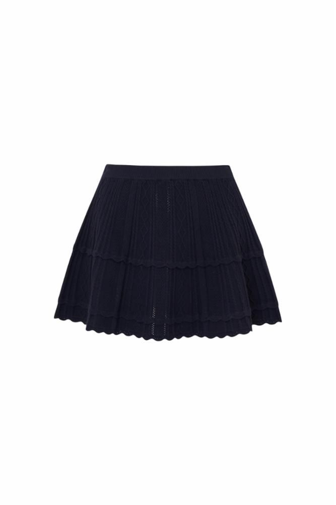LOVE SHACK FANCY RORA SKIRT MIDNIGHT KISS