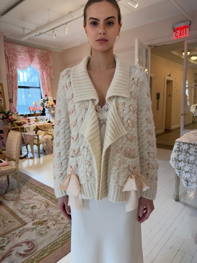 LOVE SHACK FANCY WINDEL CARDIGAN IVORY