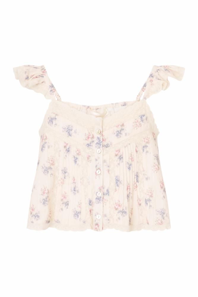 LOVE SHACK FANCY NORINA TWEEN TOP ANTIQUE VANILLA