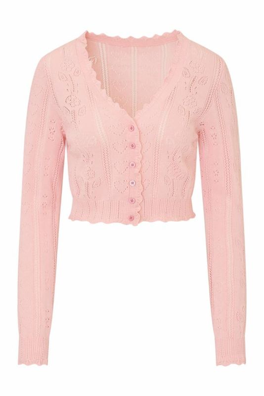LOVE SHACK FANCY SIBELLA CARDIGAN PINK IRIS
