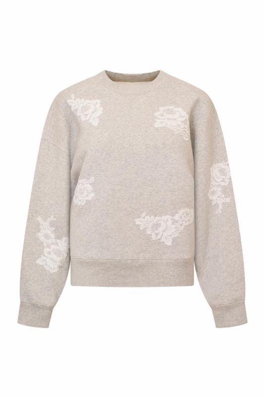 LOVE SHACK FANCY HAVENLEIGH SWEATSHIRT SILVER FOG HEATHER