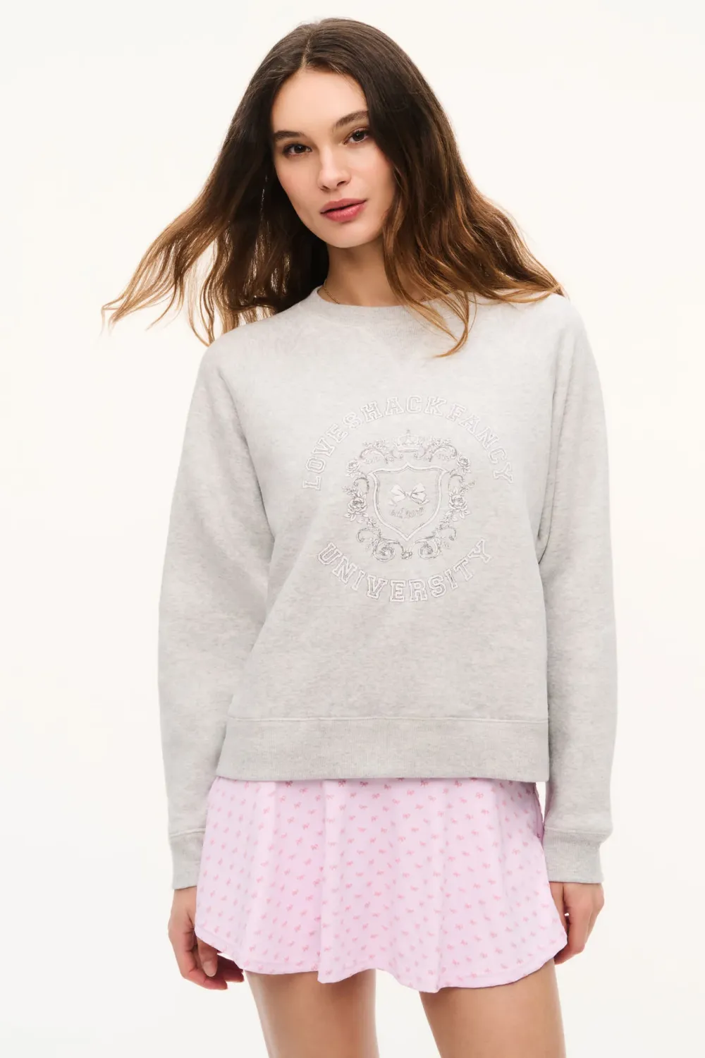 LOVE SHACK FANCY MALINE SWEATSHIRT SILVER FOG HEATHER