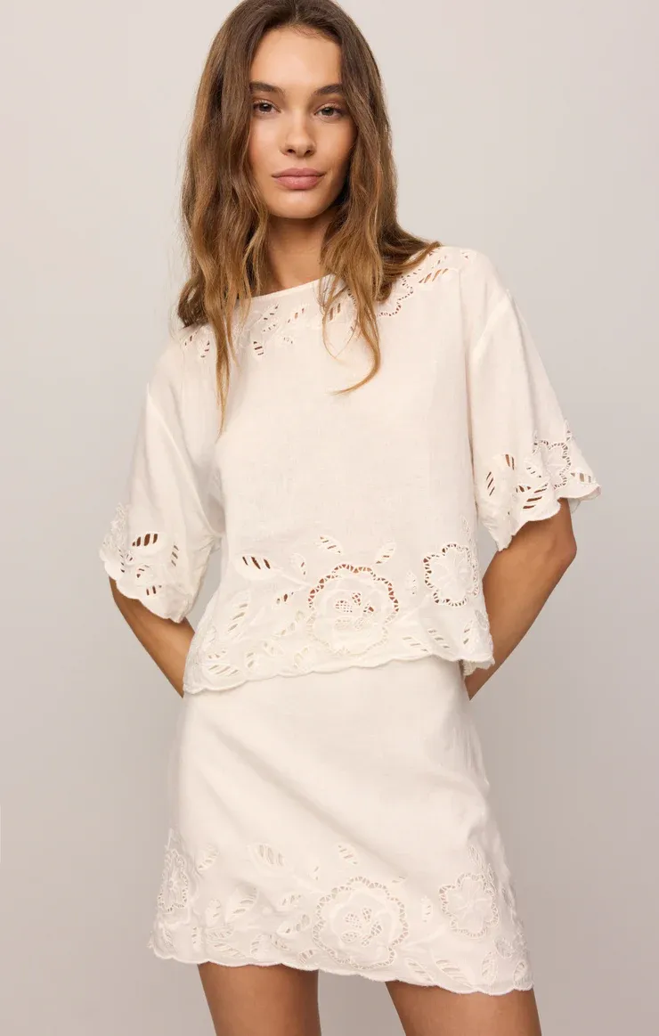 Z Supply Daya Embroidered Skirt White