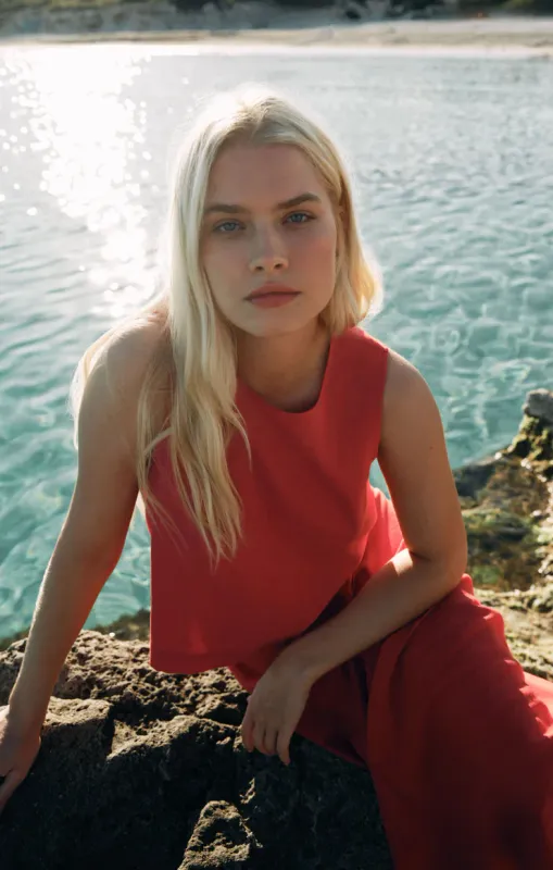 Z Supply Sloane Linen Top Chili Pepper
