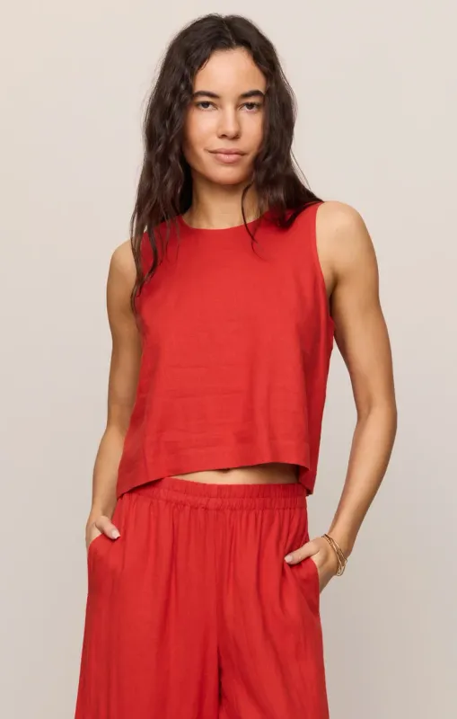 Z Supply Sloane Linen Top Chili Pepper
