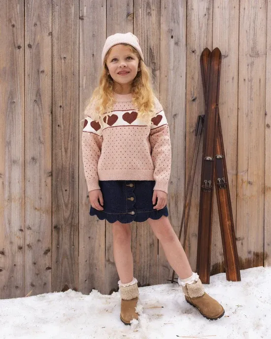 RYLEE &amp; CRU SCALLOP MINI SKIRT DARK INDIGO