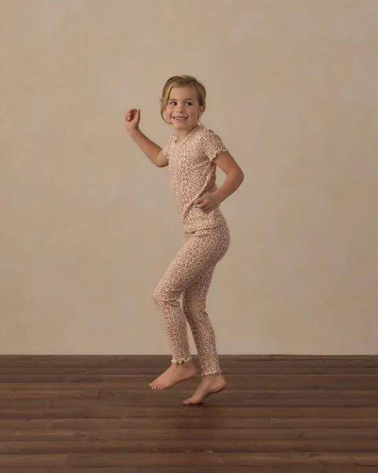 RYLEE &amp; CRU RIBBED BASIC TEE PINK LEOPARD