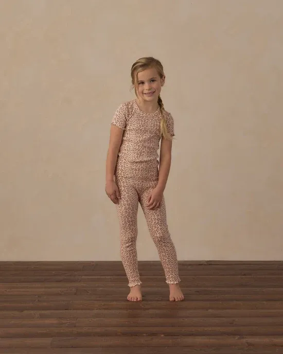 RYLEE &amp; CRU COAST RIBBED LEGGING PINK LEOPARD