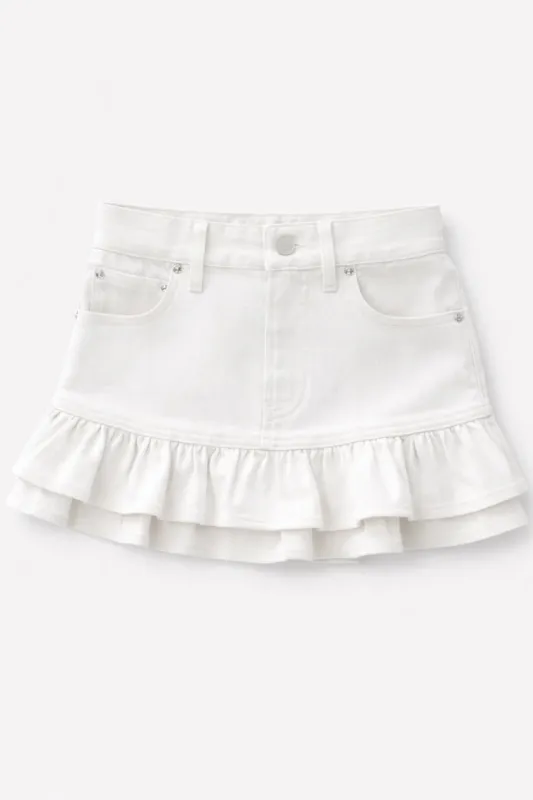 Summer Loving Denim-Skirt-White