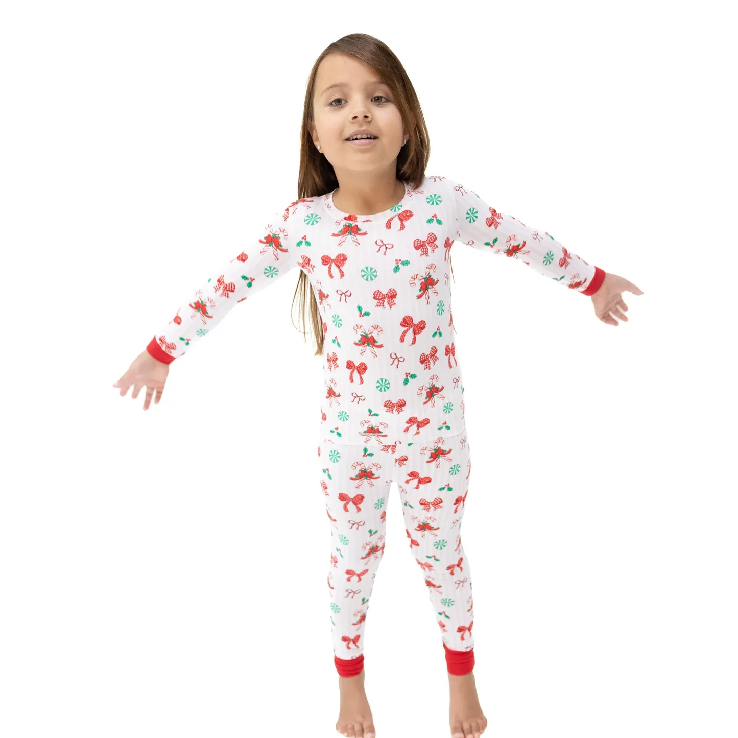 Angel Dear Bows &amp; Candy Canes - Long Sleeve Loungewear Set