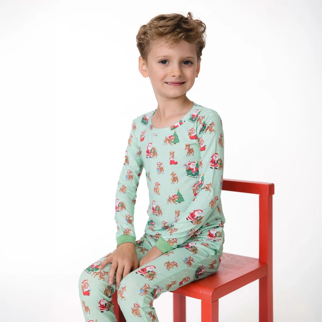 Angel Dear Vintage Reindeer &amp; Santa Uni - Long Sleeve Loungewear Set