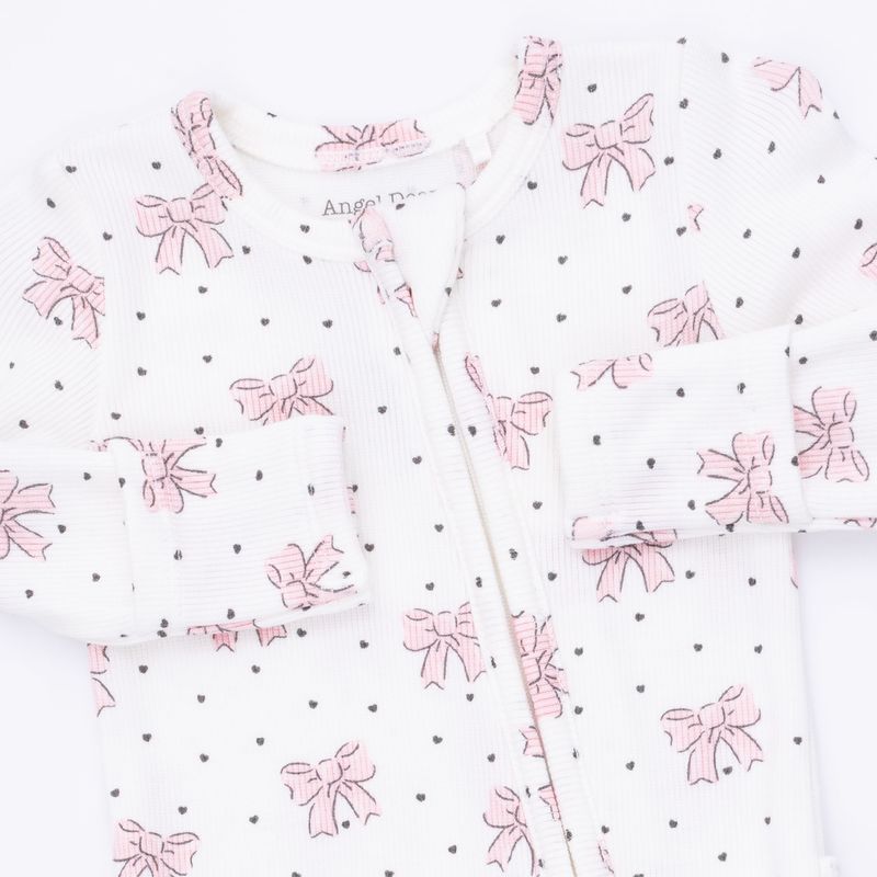 Angel Dear Bows and Hearts - 2 Way Ruffle Back Zipper Footie