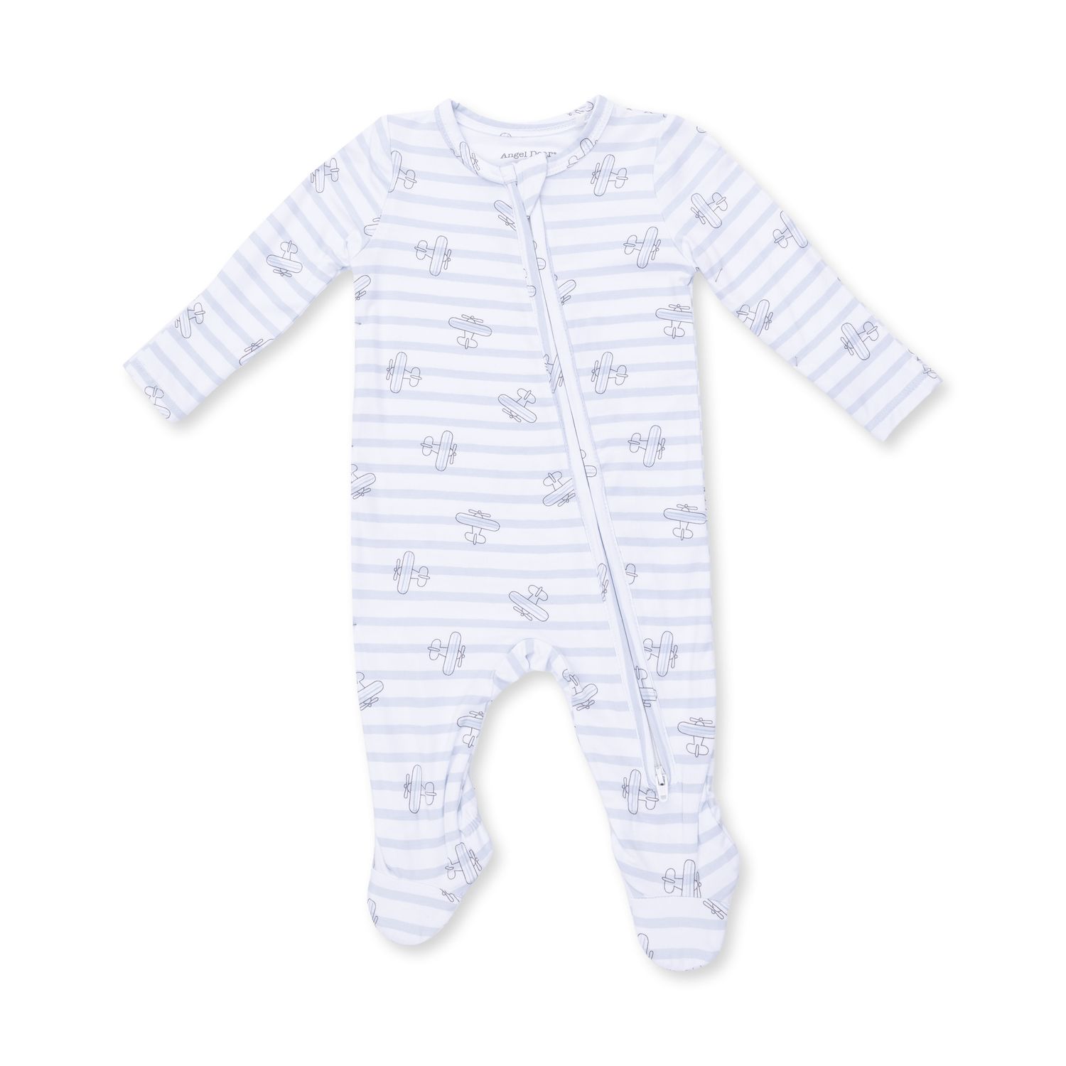 Angel Dear Airplane Stripe - 2 Way Zipper Footie