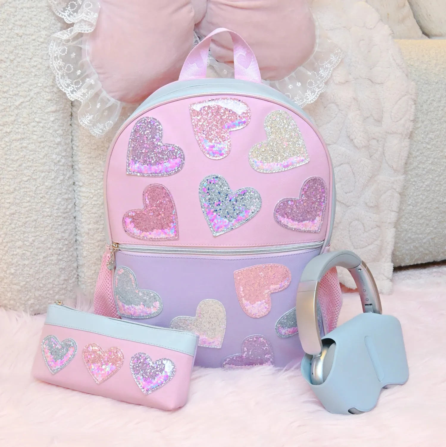 OMG HEART GLITTERS LARGE BACKPACK