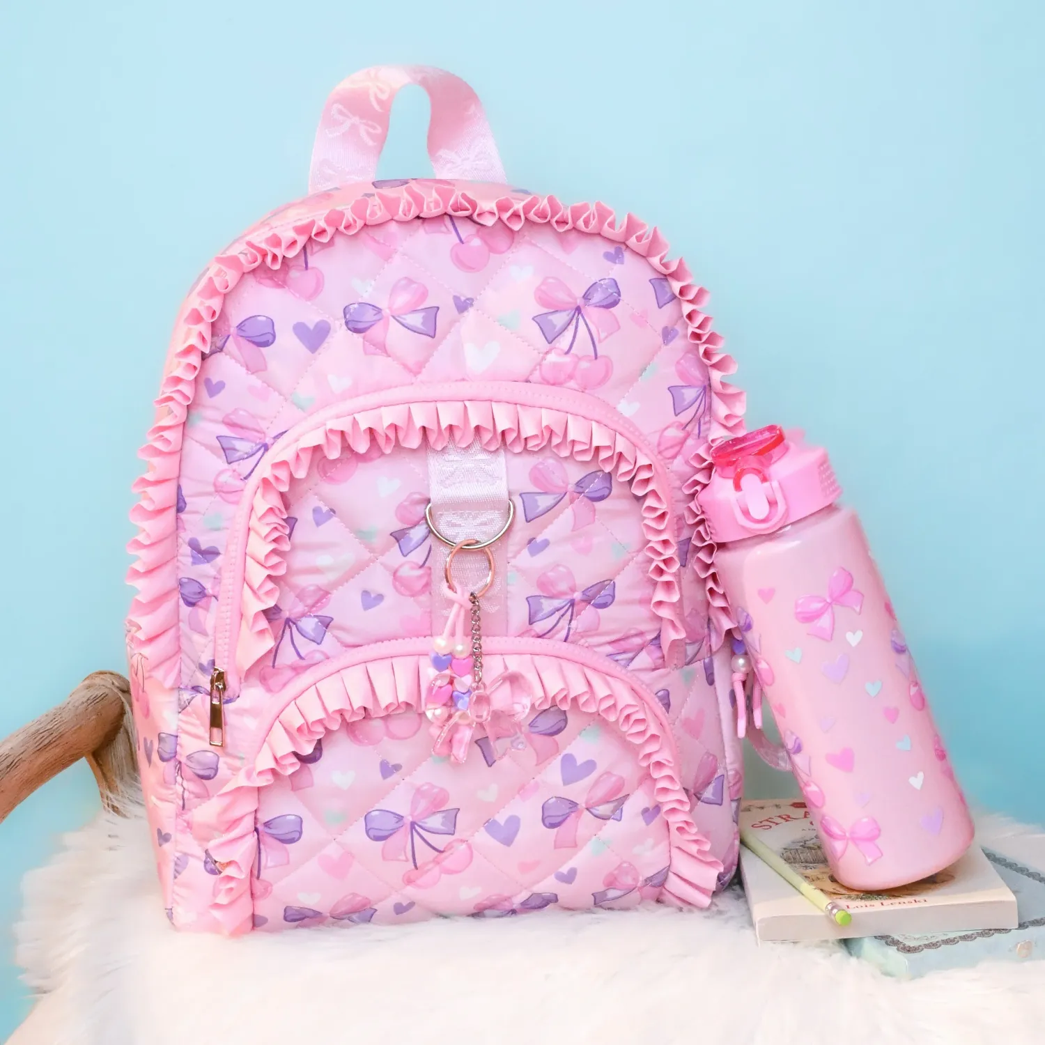 OMG CHERRY QUILTED LARGE BACKPACK