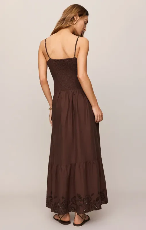 Z SUPPLY ESTI EMBROIDERED MAXI DRESS CHOCOLATE CHERRY