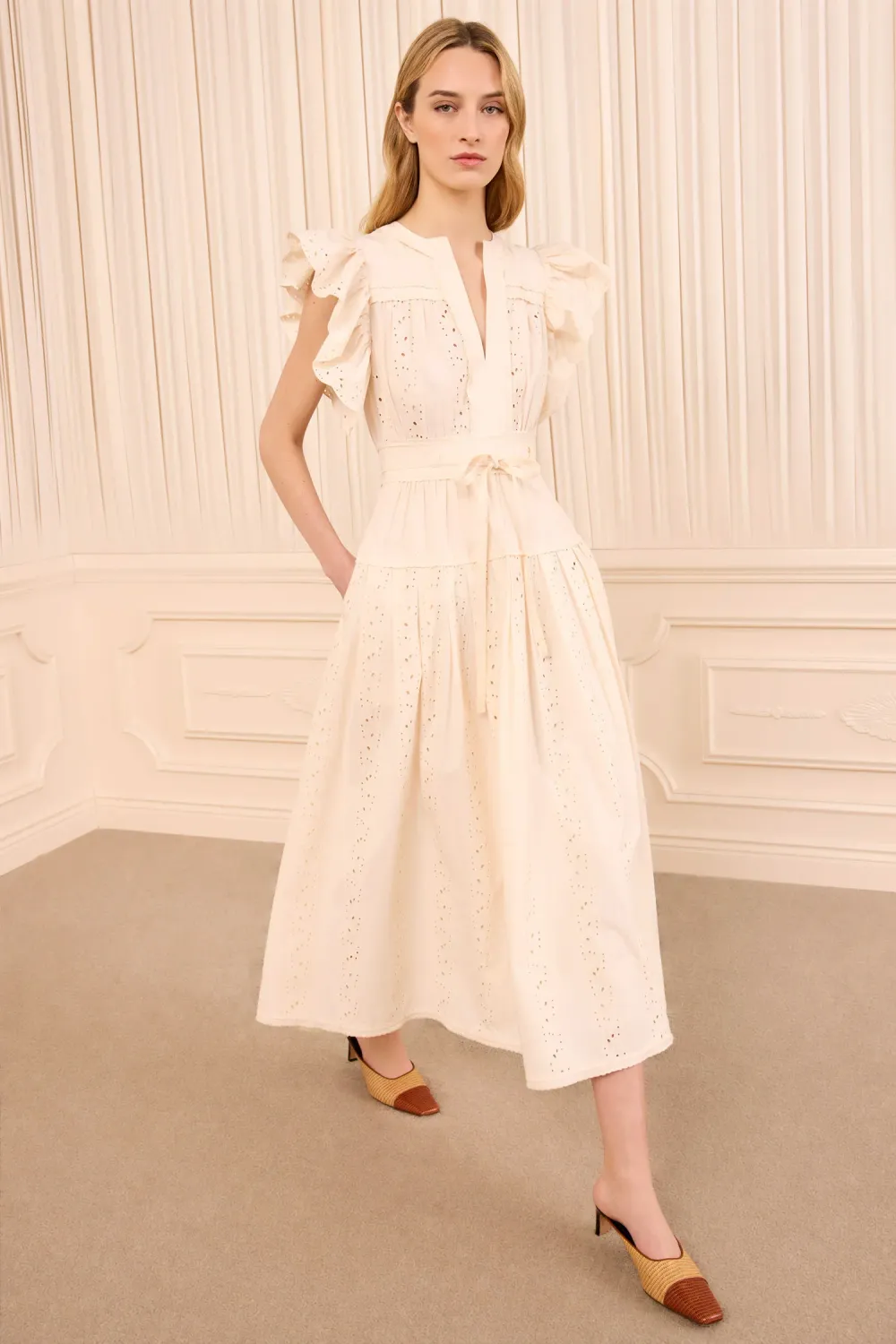 Ulla Johnson Dani SS Cotton Dress PEARLED IVORY