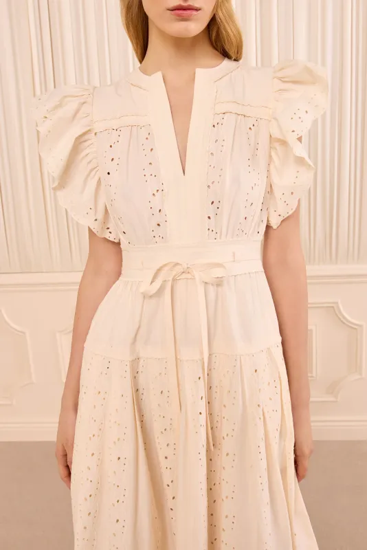 Ulla Johnson Dani SS Cotton Dress PEARLED IVORY