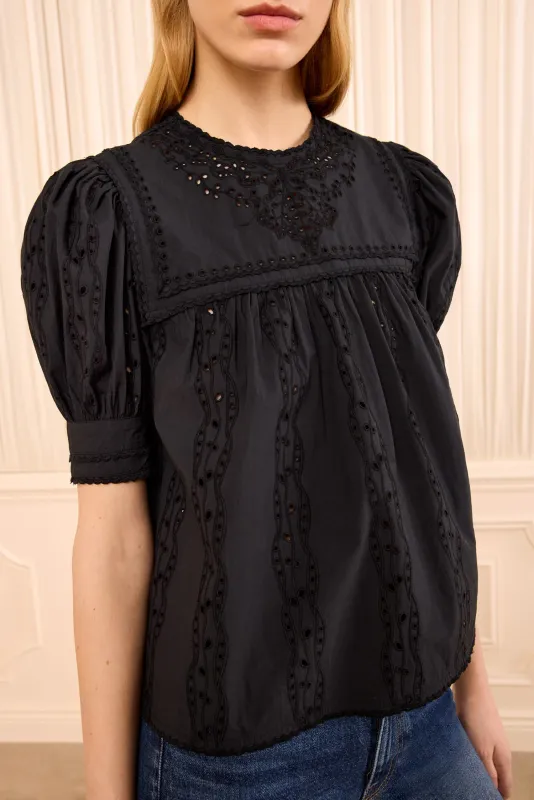 Ulla Johnson Una SS Cotton Top NOIR