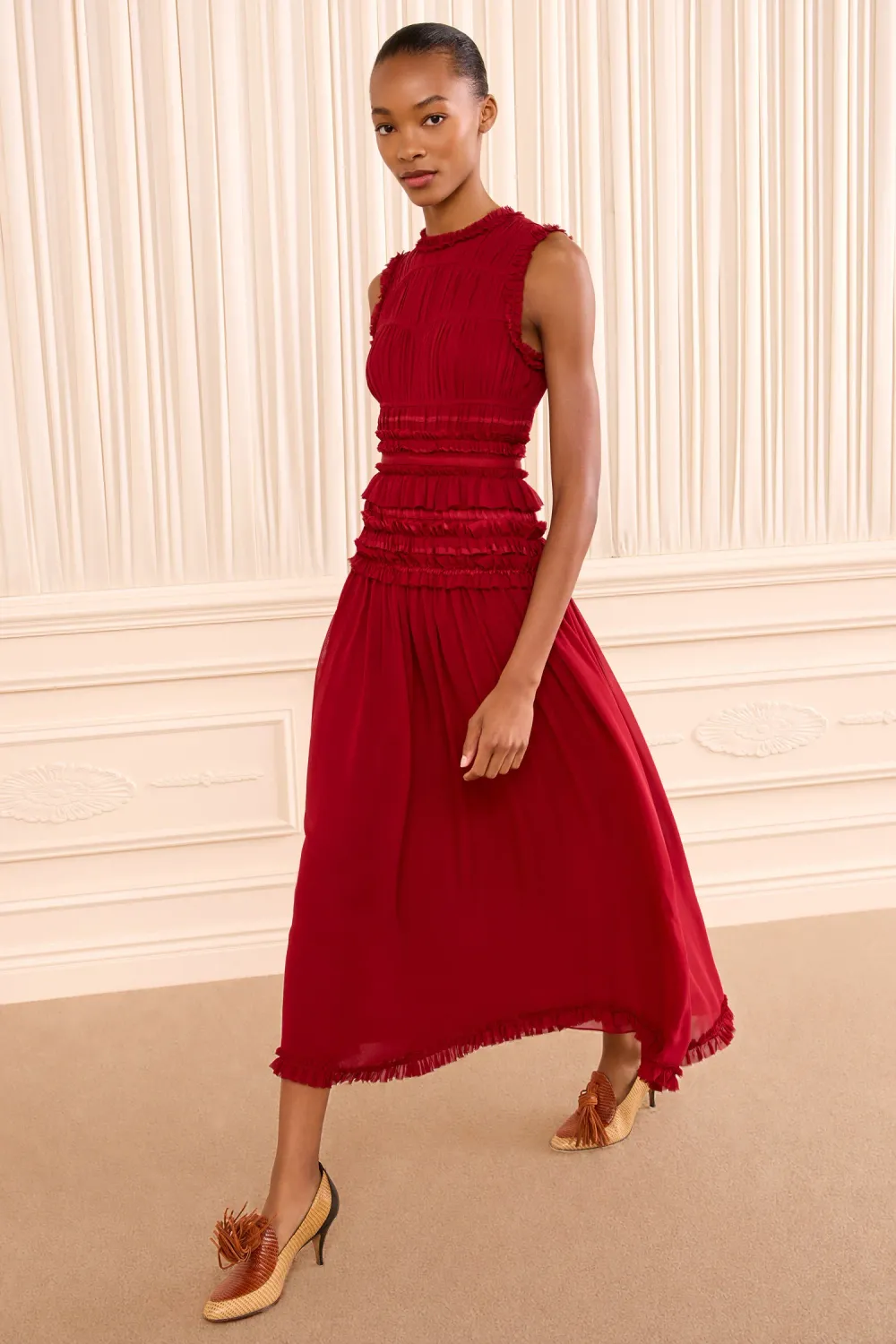 Ulla Johnson Etta SL Silk Dress CERISE