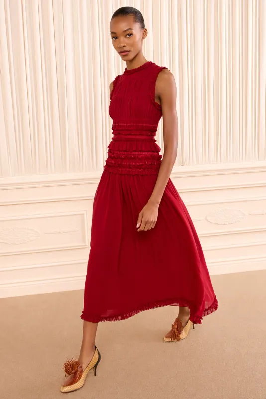 Ulla Johnson Etta SL Silk Dress CERISE