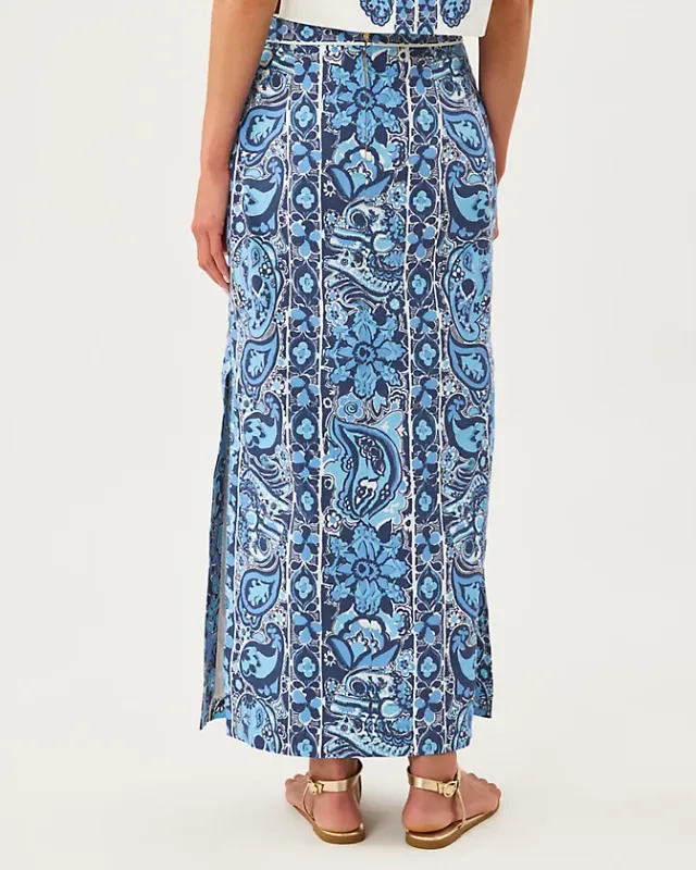 Lilly Pulitzer Sanders Maxi Skirt Low Tide Navy The Casbah Engineered Skirt