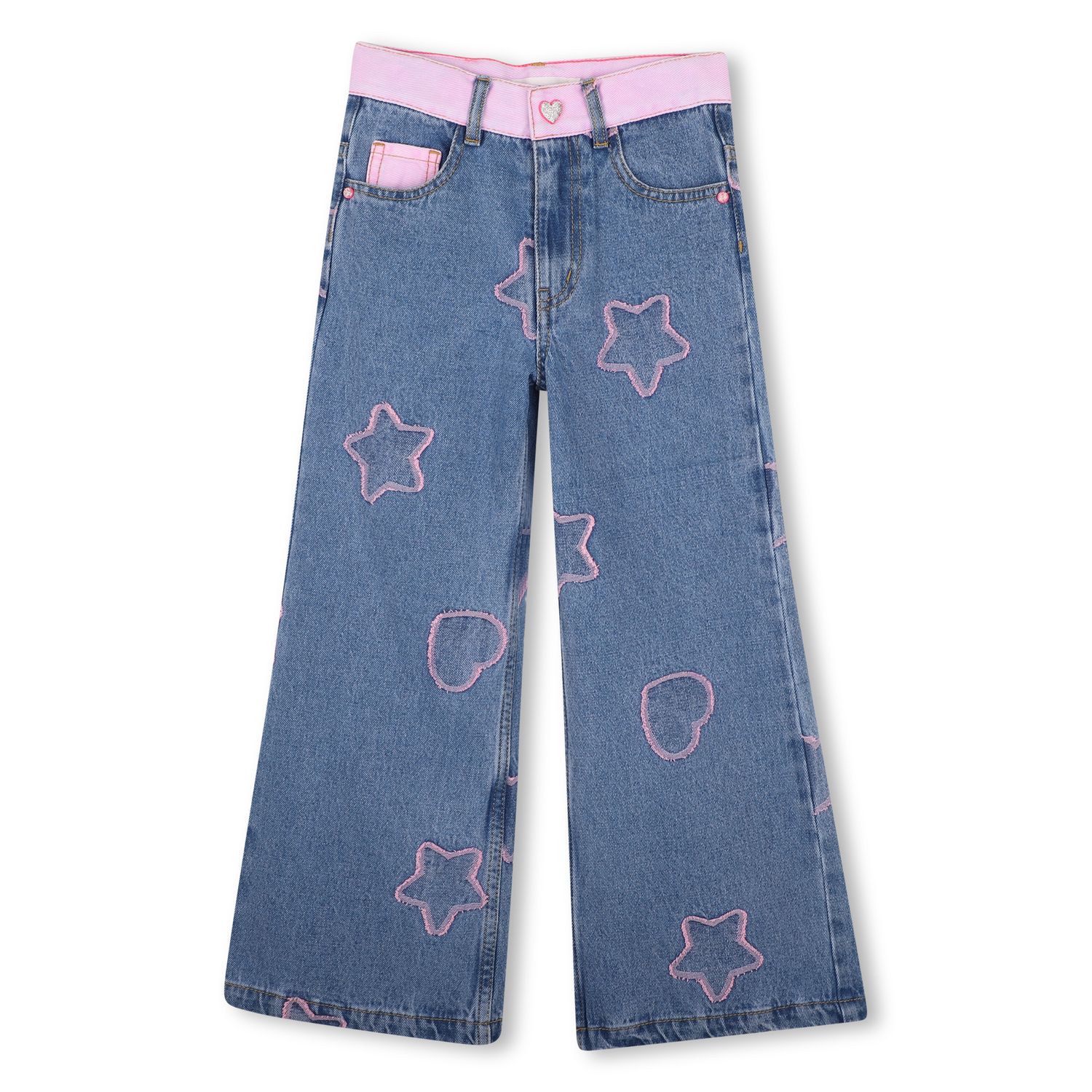 BILLIE BLUSH GIRLS WIDE LEG JAQUARD DENIM PANTS