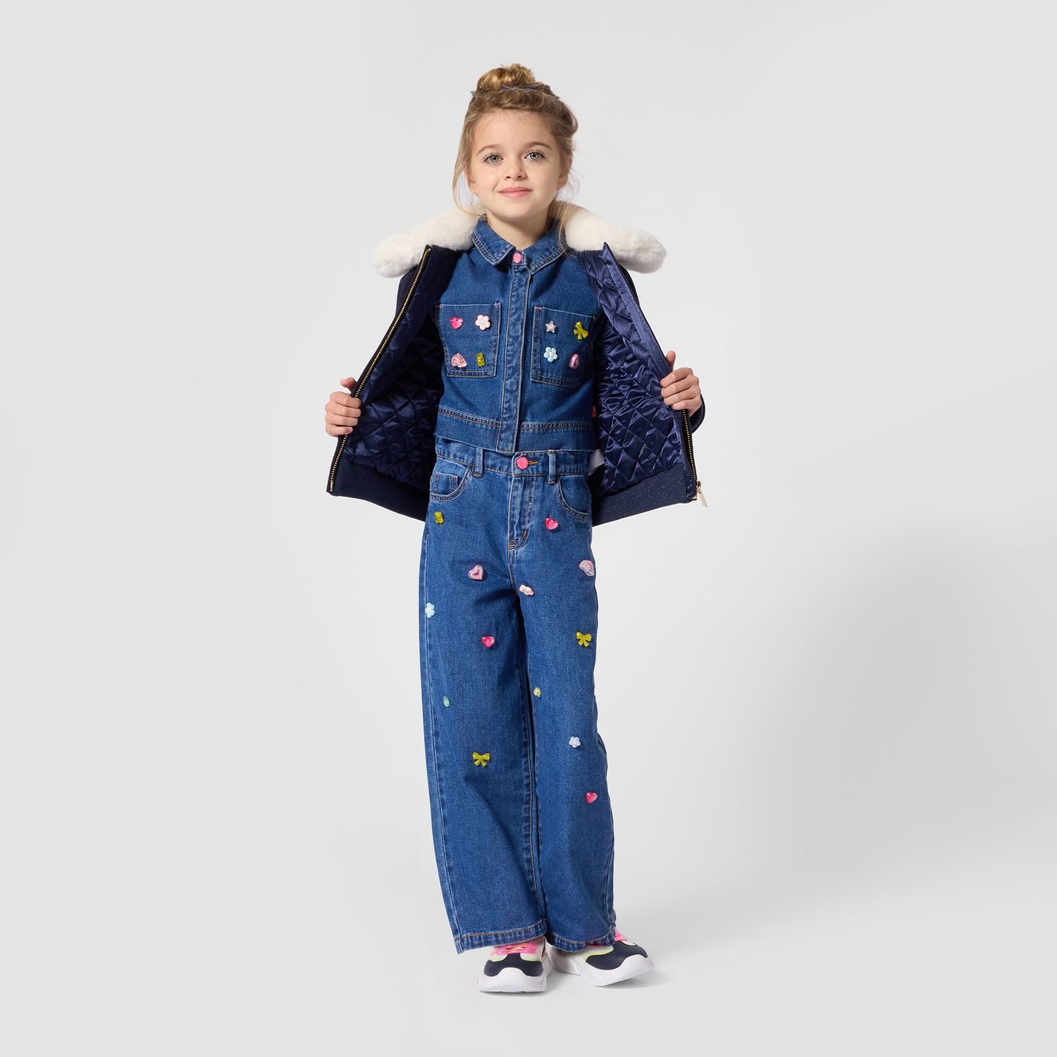 BILLIE BLUSH GIRLS BAGGY JEANS WITH ICONS