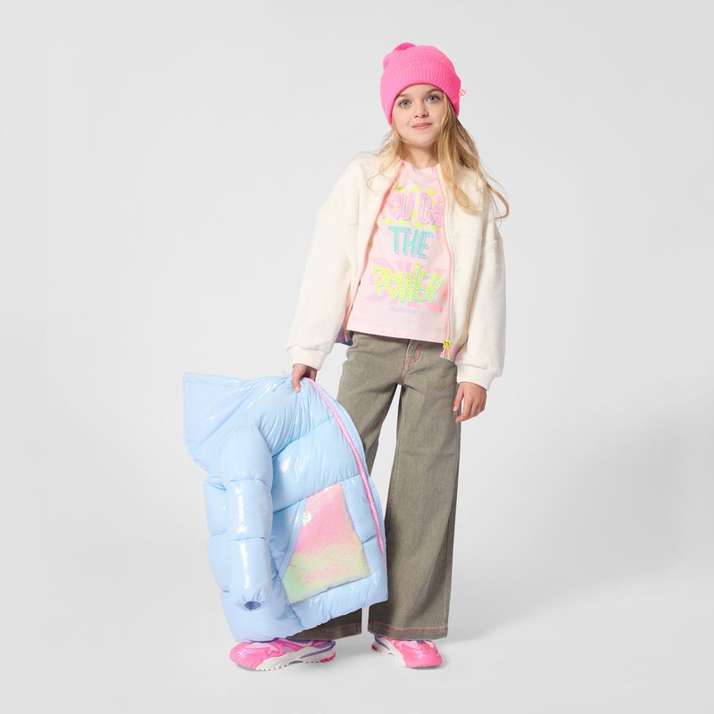 BILLIE BLUSH GIRLS HOODED PUFFER JACKET WITH SEQUIN POCKETS