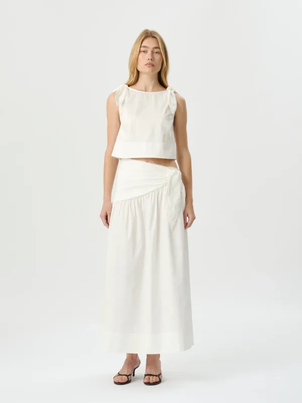 ROAME DIXIE TIE SKIRT WHITE