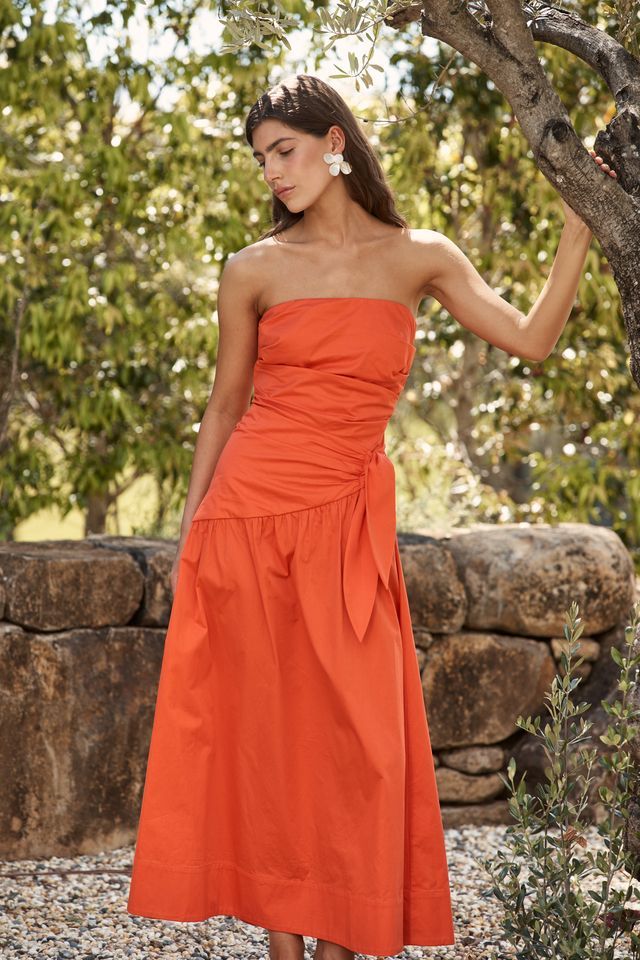 ROAME RENE TIE DRESS POPPY