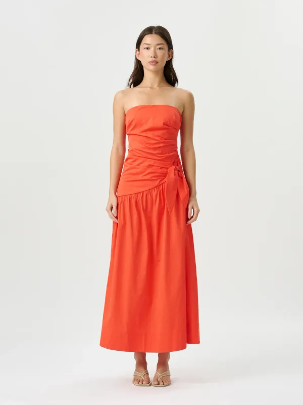 ROAME RENE TIE DRESS POPPY