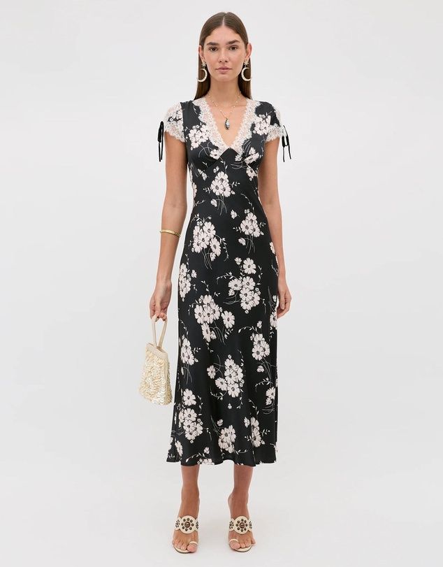 Rixo Fern Dress Daisy Field Black
