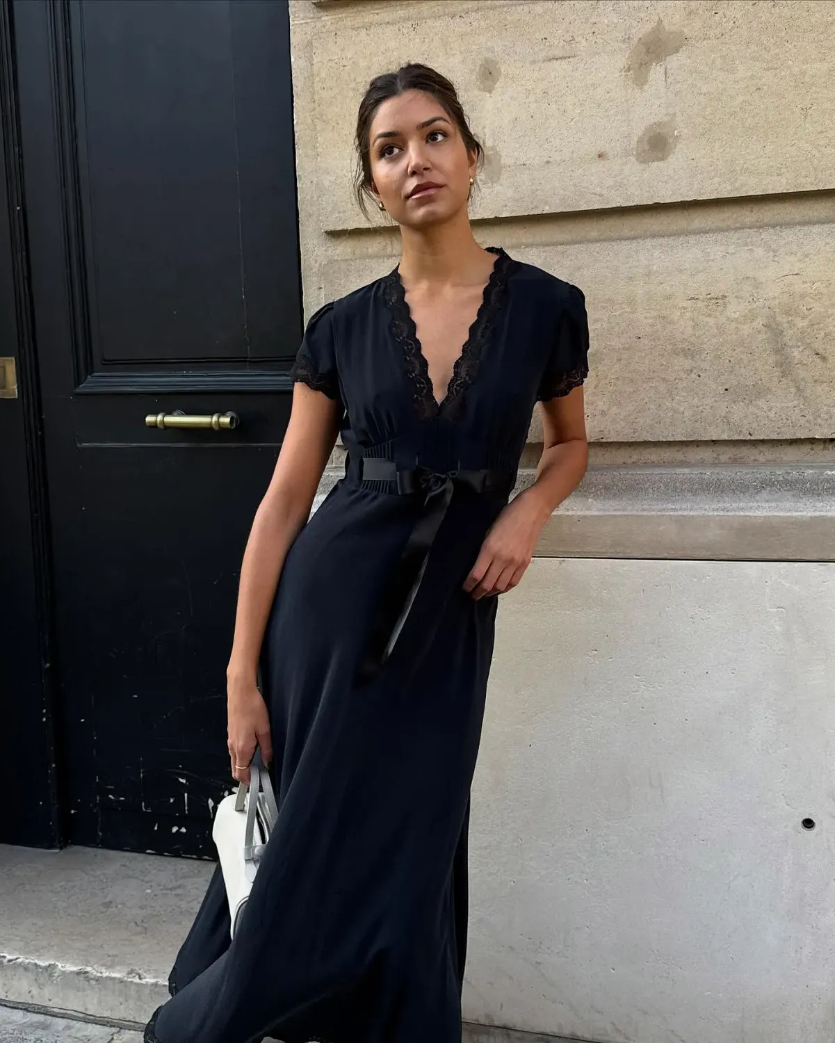 Rixo Marlice Dress Satin Black