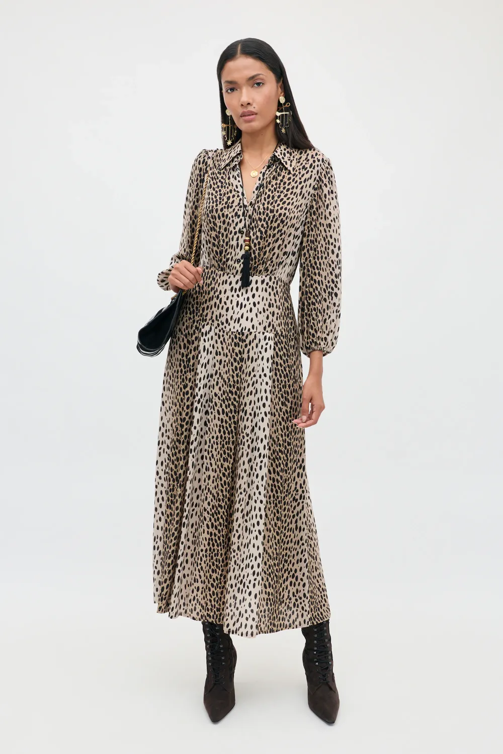 Rixo Izzy Dress Antelope Spot Black