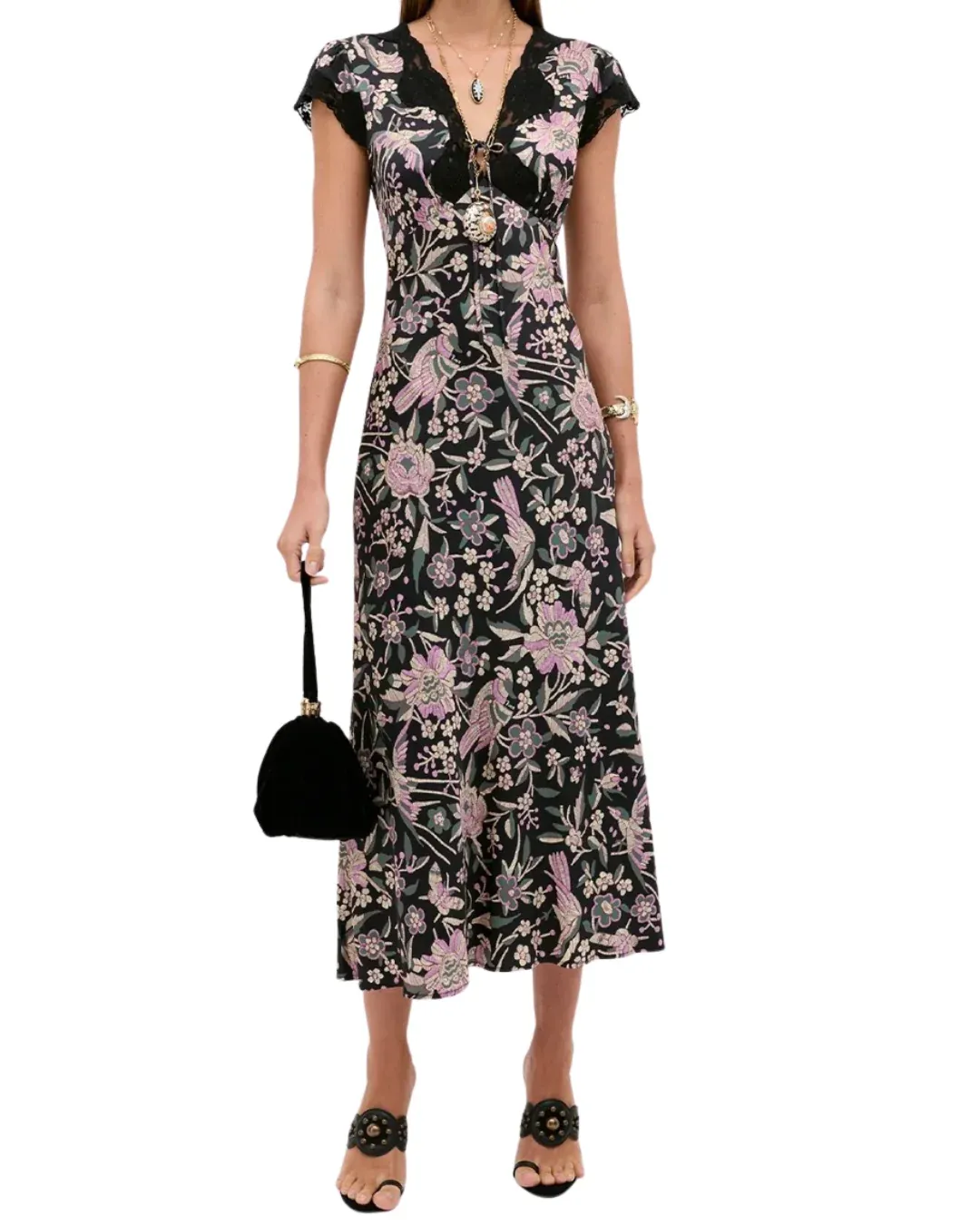 Rixo Amari Dress Kyoto Floral Black